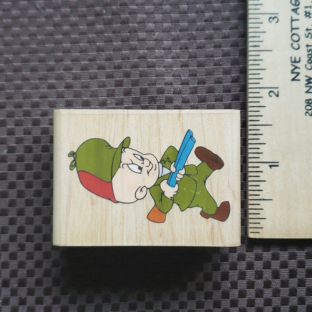 ☆Rare☆ Elmer Fudd Rubber Stamp•Goin' To Catch A Wabbit•Warner Bros•Looney Tunes - Picture 3 of 8